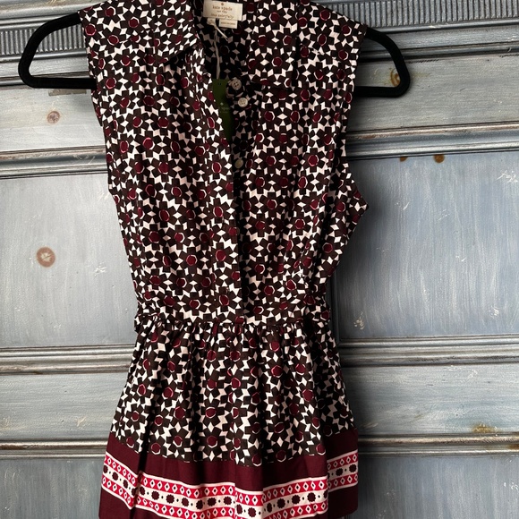 Kate Spade Rambling Roses Top Deep Cocoa Size S NWT - Picture 4 of 7